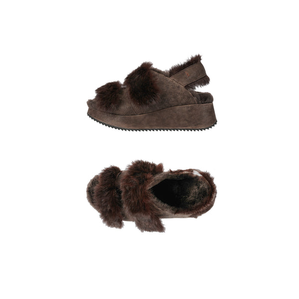 henry beguelin Fur Sandal Grattato Dark Brown