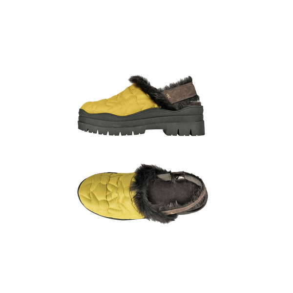 henry beguelin Fur Slipper Nylon Curry
