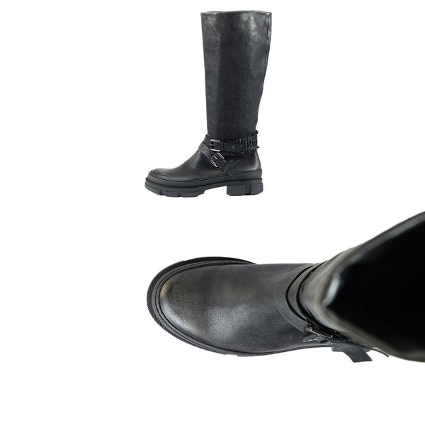 Henry Beguelin High Boot Woven Strap Anthracite