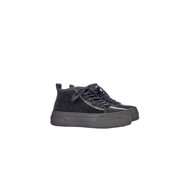 Henry Beguelin High Wool Sneaker Bouclè Black