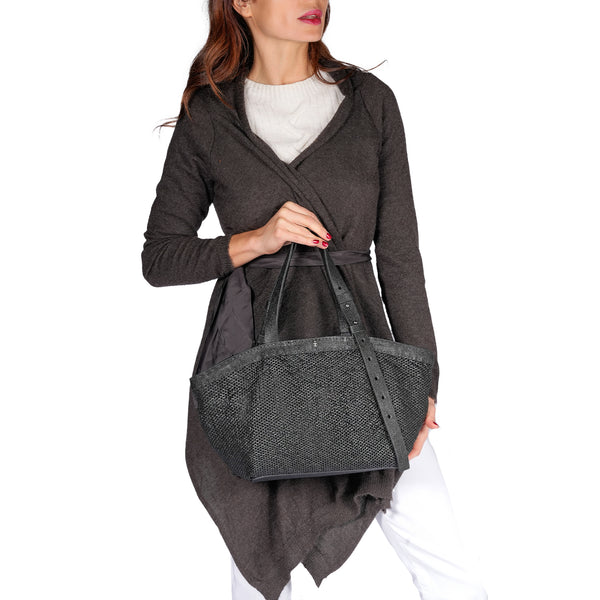 Henry Beguelin Jar Bag L Rete Lamè Black