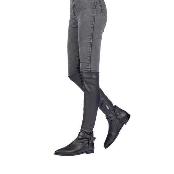 Henry Beguelin Knee Boot Old Iron Stretch Black