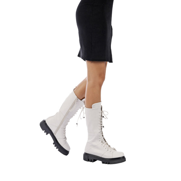 Henry Beguelin Lace-up Boot Old Iron White