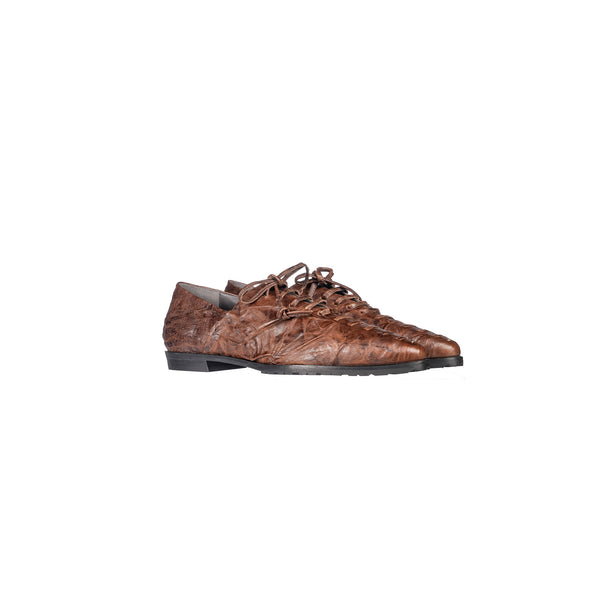 Henry Beguelin Lace-Up Loafer Stropicciato Brown