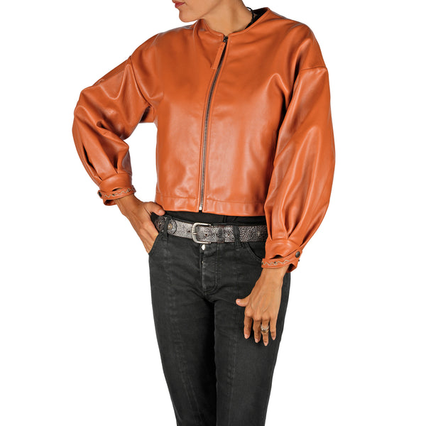 henry beguelin Leather Bomber Jacket Brandy