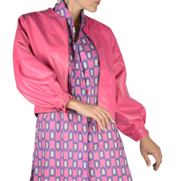 henry beguelin Leather Bomber Jacket Fuchsia