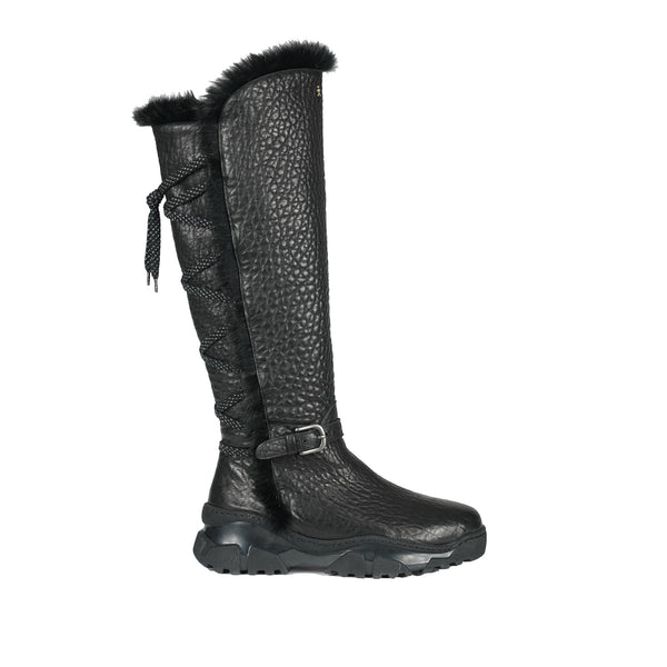 Henry Beguelin Leather Shearling Knee Boot Black