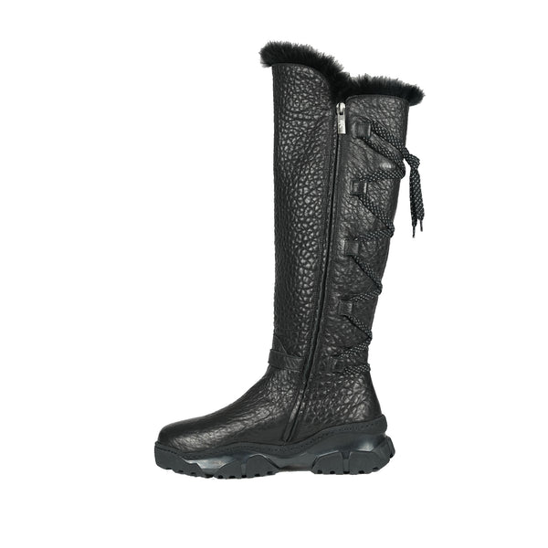 Henry Beguelin Leather Shearling Knee Boot Black