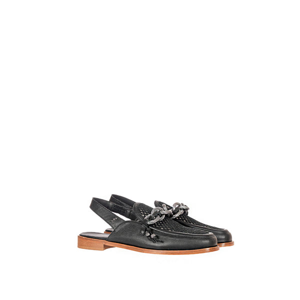 Henry Beguelin Moccasins Slingback Mesh Black