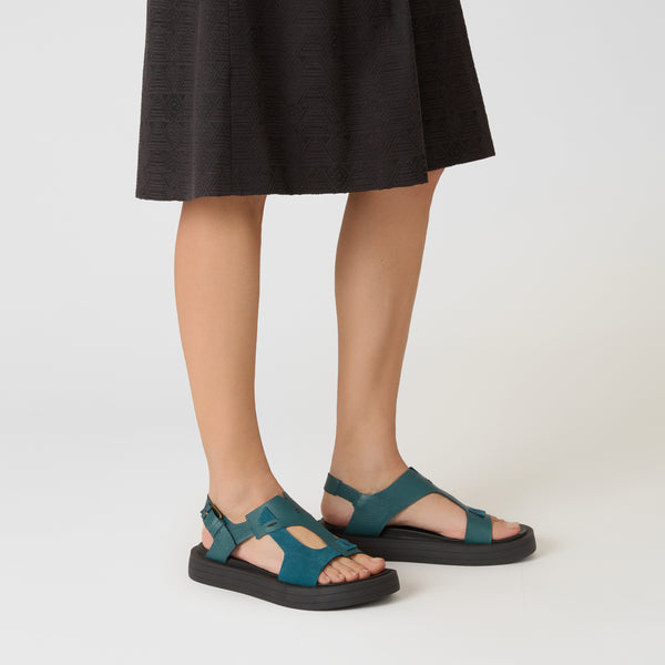 Henry Beguelin Muflone & Suede Sandal Teal