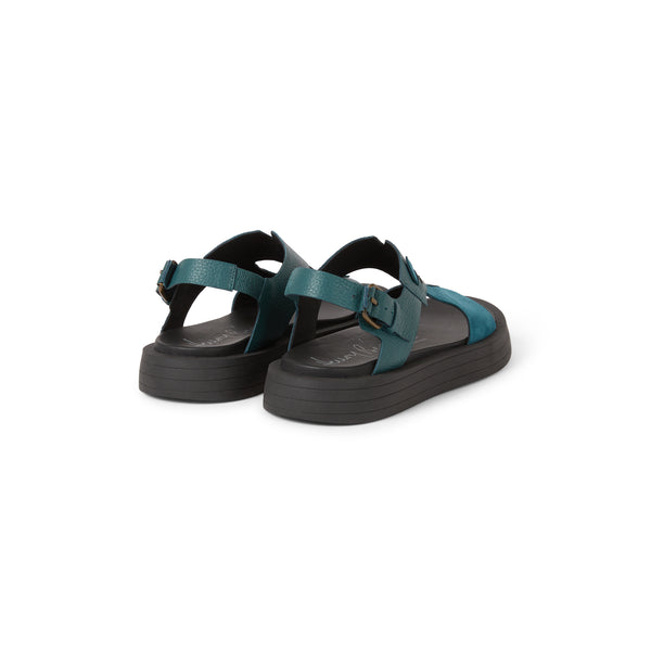 Henry Beguelin Muflone & Suede Sandal Teal
