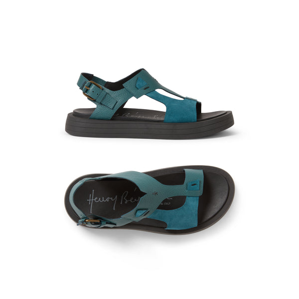 henry beguelin Muflone & Suede Sandal Teal