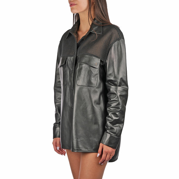 Henry Beguelin Nappa Leather Shirt Black