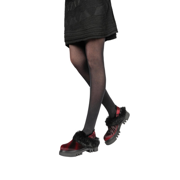 Henry Beguelin Open Back Fur Mules Pony Burgundy