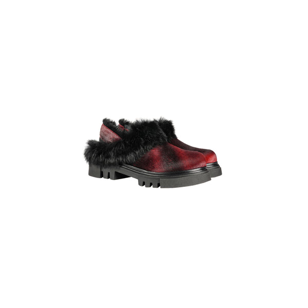 Henry Beguelin Open Back Fur Mules Pony Burgundy