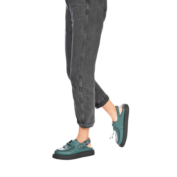 Henry Beguelin Open Back Moccasin Muflone Teal