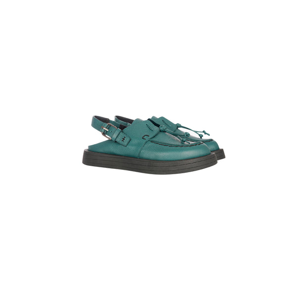 Henry Beguelin Open Back Moccasin Muflone Teal