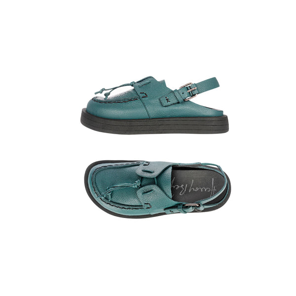 henry beguelin Open Back Moccasin Muflone Teal