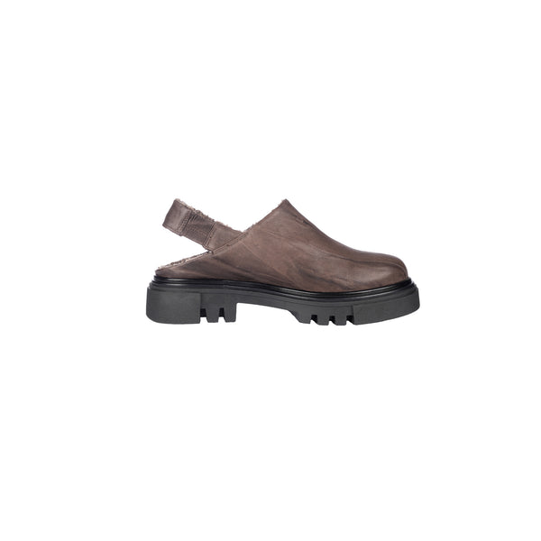 Henry Beguelin Open Back Slipper Plissettato Brown