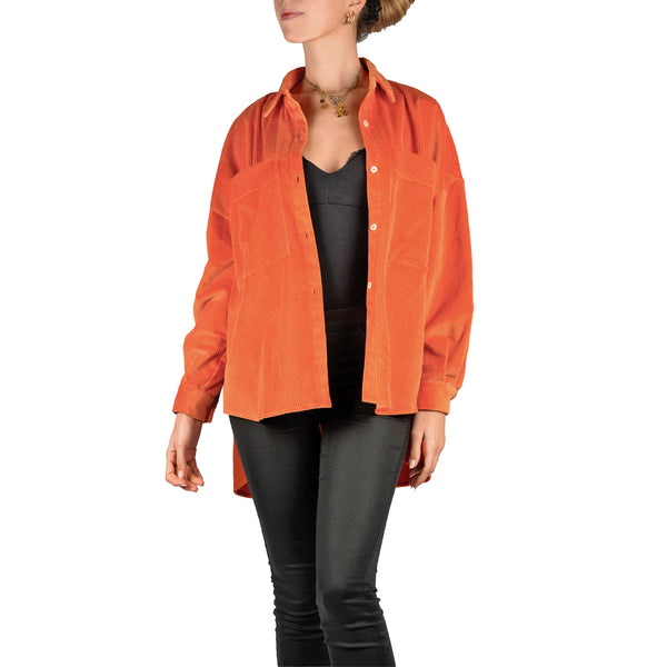 Henry Beguelin Orange Shirt In Velvet Effect