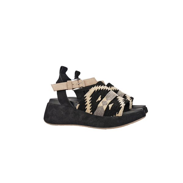 Henry Beguelin Platform Sandal Azteco Fabric Black