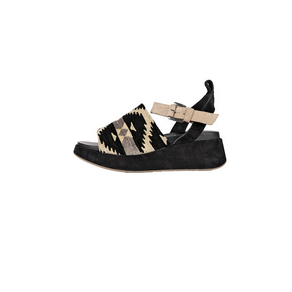 Henry Beguelin Platform Sandal Azteco Fabric Black