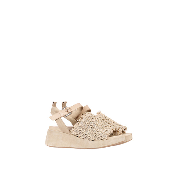 Henry Beguelin Platform Sandal Crochet Beige