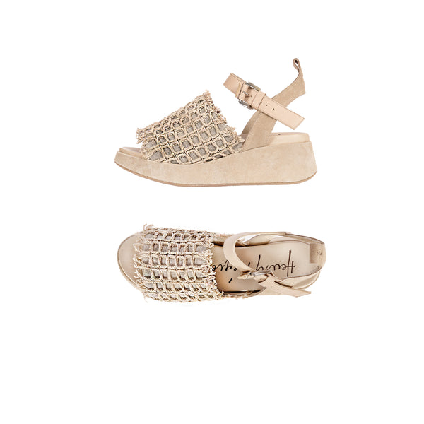 henry beguelin Platform Sandal Crochet Beige