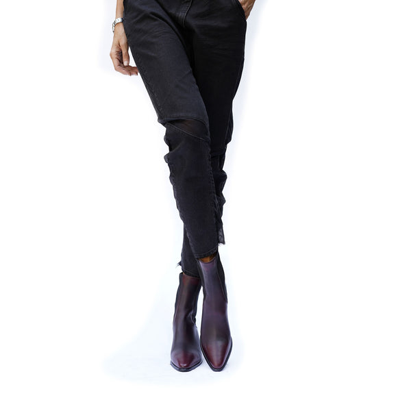 Henry Beguelin Point-Toe Western Bootie Burgundy