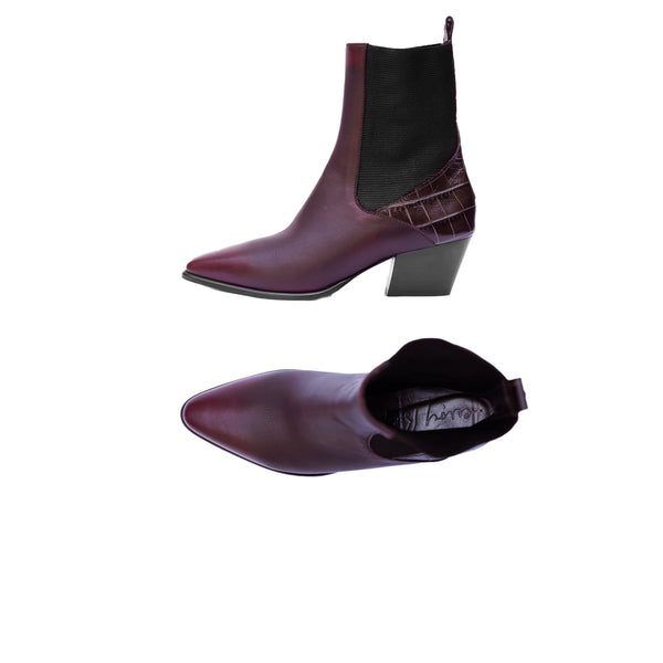 henry beguelin Point-Toe Western Bootie Burgundy