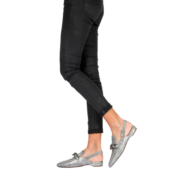 Henry Beguelin Pointed Slipper Graffiato Silver