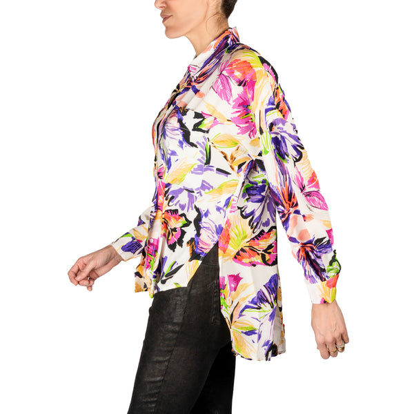 Henry Beguelin Printed Silk Shirt Purple
