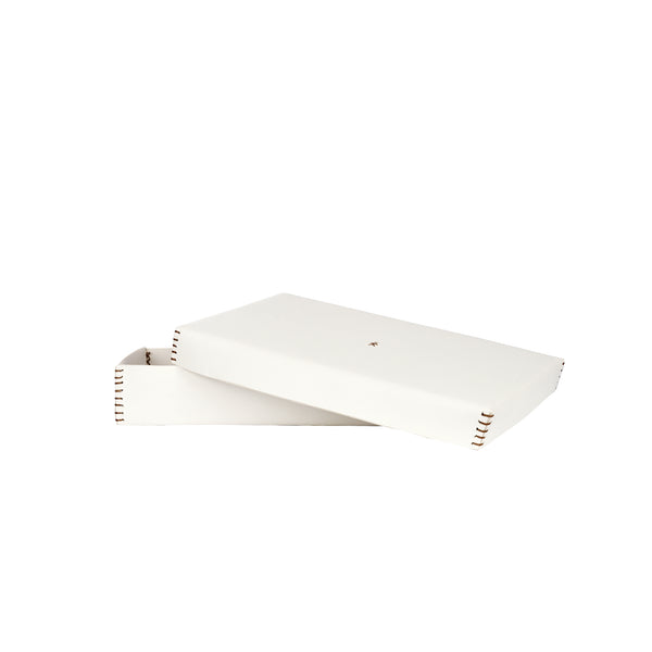 Henry Beguelin Rectangular Leather Box Dado White