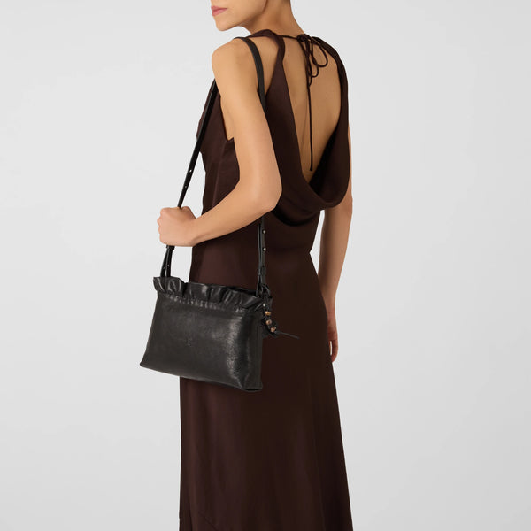Henry Beguelin Ruched Zip Clutch York Black