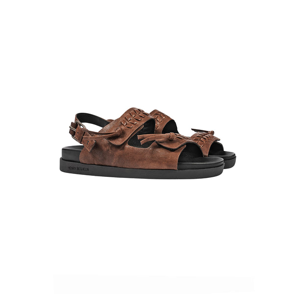 Henry Beguelin Sandal Ricamo Vegetal Wash Brandy