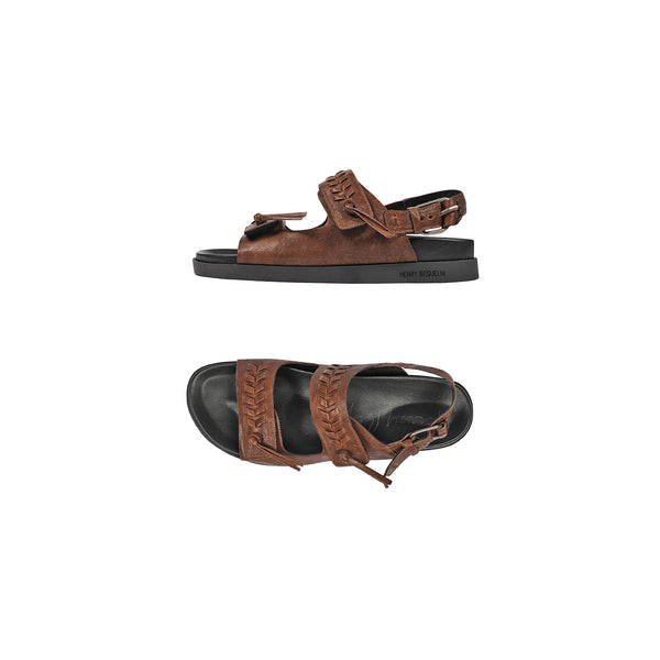 henry beguelin Sandal Ricamo Vegetal Wash Brandy