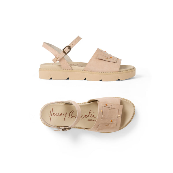henry beguelin Sbiancato Buckle Strap Sandal Beige