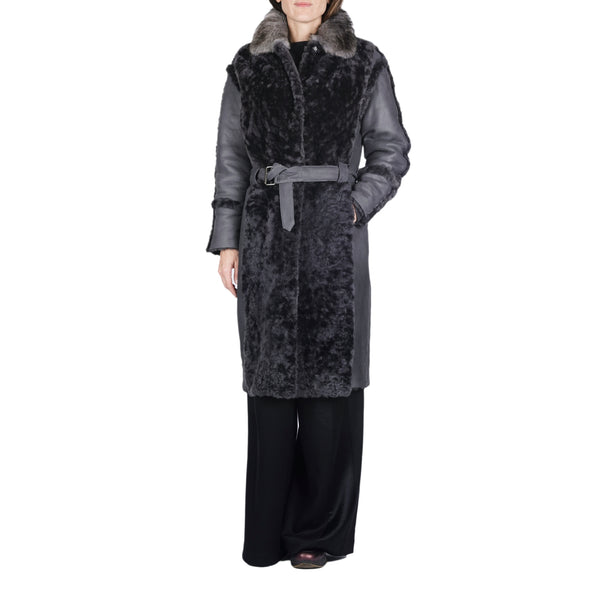henry beguelin Shearling Coat Dark Grey