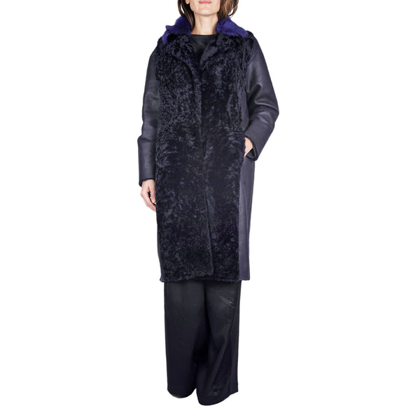 henry beguelin Shearling Coat Deep Blue