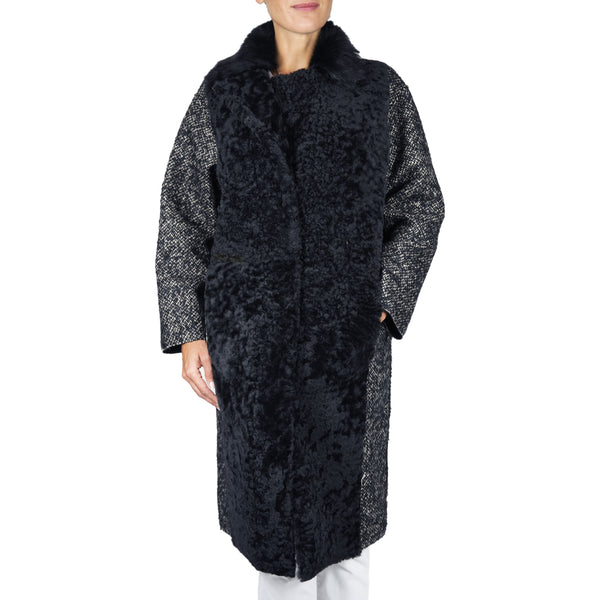 Henry Beguelin Shearling Oversize Coat With Wool