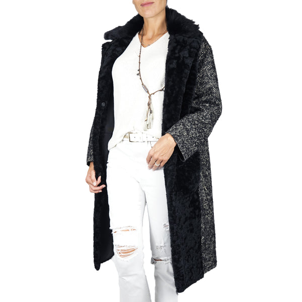 henry beguelin Shearling Oversize Coat with Wool