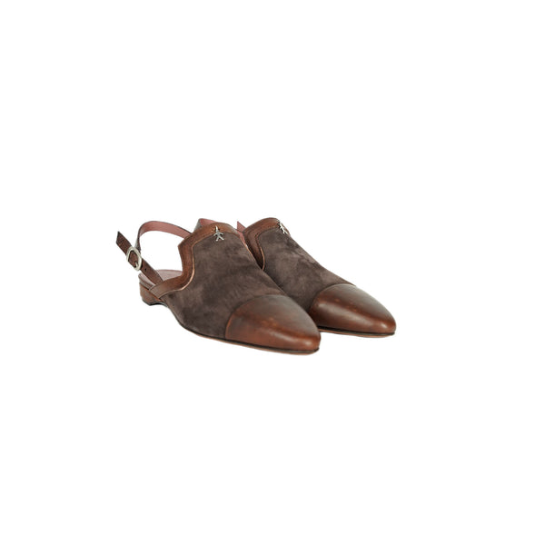 Henry Beguelin Slingback Shoe Suede Chocolate
