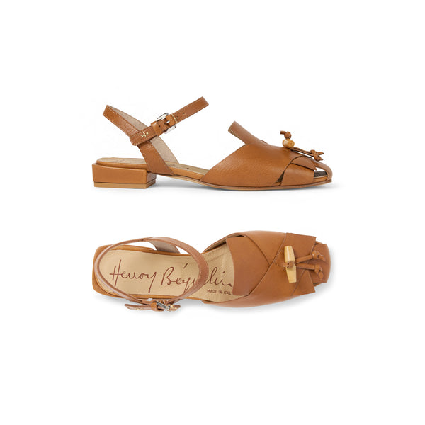 henry beguelin Slingback Toggle Patch Lux Camel