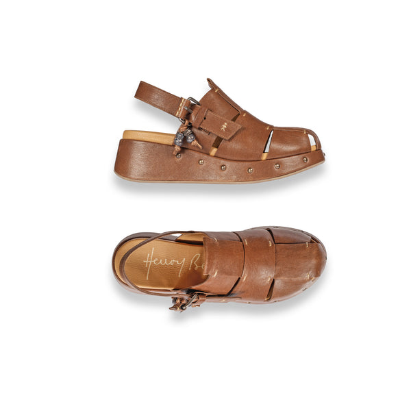 henry beguelin Slingback Wedge Old Iron Caramel