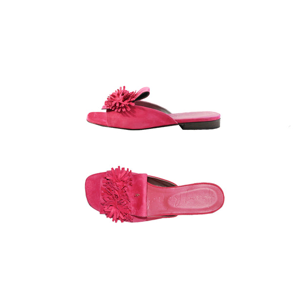 henry beguelin Slipper Flowers Suede Fuxia