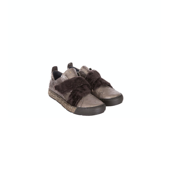 henry beguelin Sneaker Fur Metal Wash Grey Brown