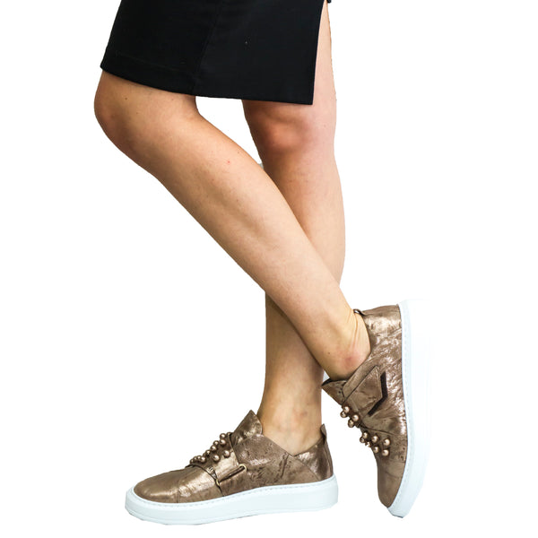 Henry Beguelin Sneaker Perle Metal Wash Gold