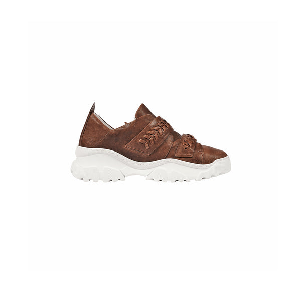 Henry Beguelin Sneaker Ricamo Vegetal Wash Brandy
