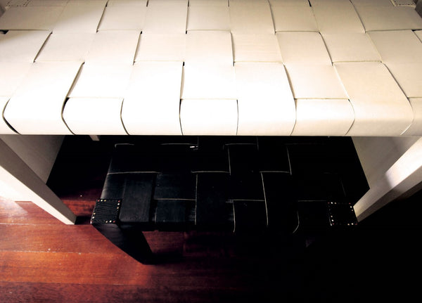 Henry Beguelin Square Short Stool Leather Black