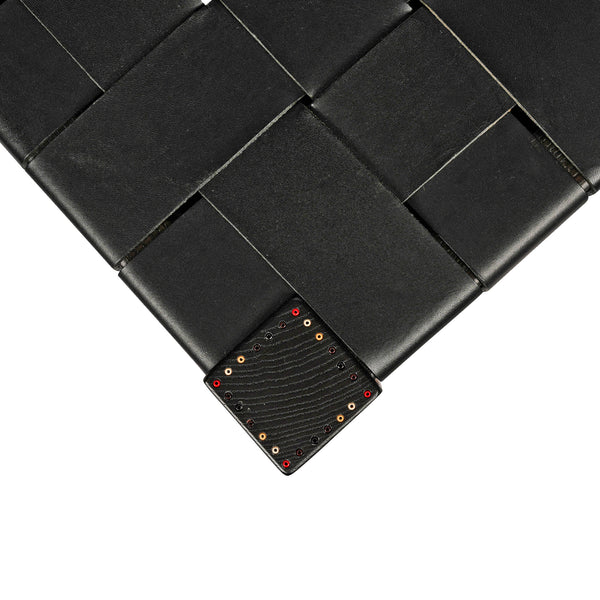 Henry Beguelin Square Short Stool Leather Black